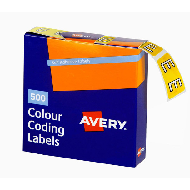 Avery #43205 Alphabetical 'E' Side Tab Colour Coding Labels, 25 x 38 mm, 500/Box - Avery dispenser labels, avery Australia, place card holders, avery stickers | It's A Mega Thing