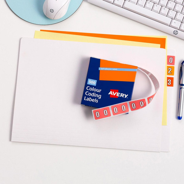 Avery #43248 Numeric '8' Side Tab Colour Coding Labels, 25 x 38 mm, 500/Box - fabric name badge labels, avery name tags, avery place cards | It's A Mega Thing