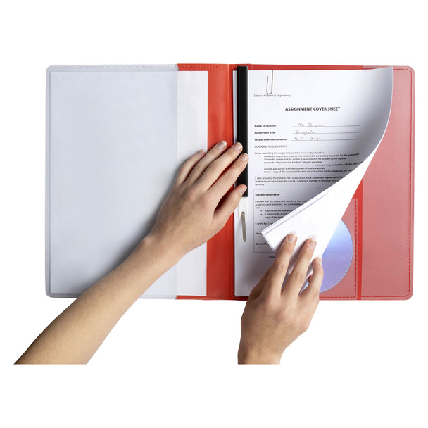 Marbig Flat File Premier A4 Red with Insert Cover