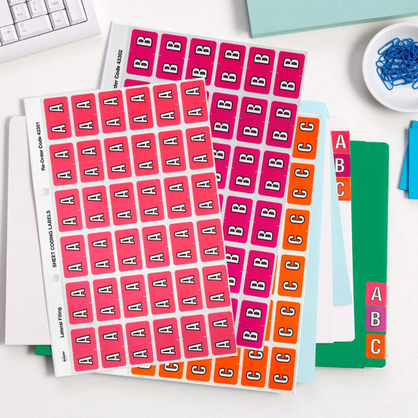 Avery #43327 Alphabetical 'MC' Side Tab Colour Coding Labels - 25 x 38 mm - 180/Pack - fabric name badge labels, avery name tags, avery place cards | It's A Mega Thing