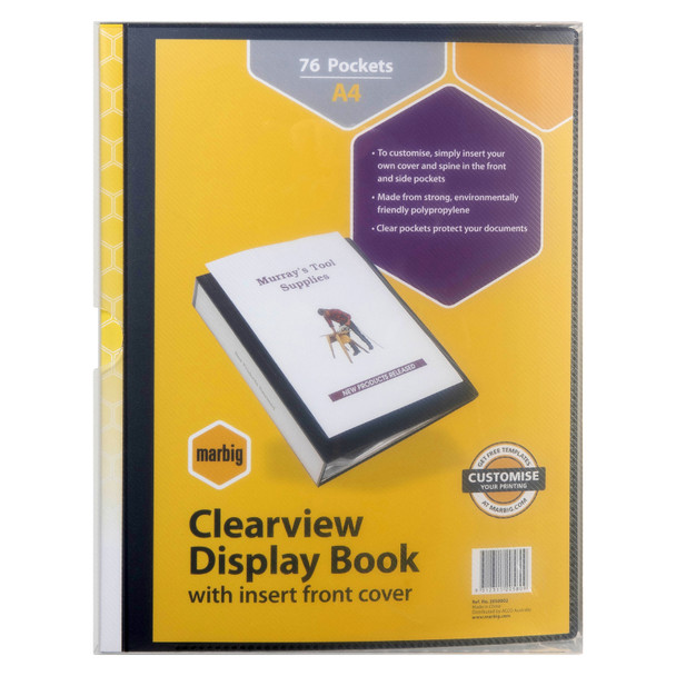 Marbig Clearview Non Refillable Display Book 76 Pocket A4 Black