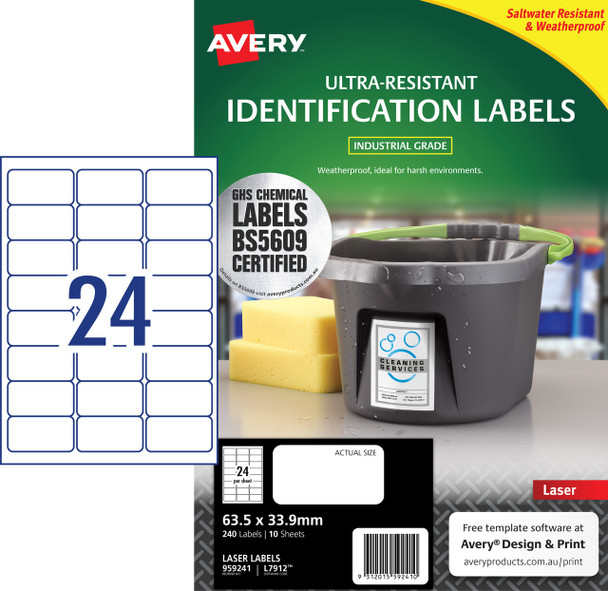 Avery #959241 Ultra-Resistant Chemical Grade Labels 63.5 x 33.9mm, Laser, Extra Strong Permanent - 240 Labels/10 Sheets |24UP - Avery, averylabels, avery labels, avery products, place card holders | It's A Mega Thing