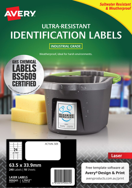 Avery #959241 Ultra-Resistant Chemical Grade Labels 63.5 x 33.9mm, Laser, Extra Strong Permanent - 240 Labels/10 Sheets |24UP - Avery, averylabels, avery labels, avery products, place card holders | It's A Mega Thing
