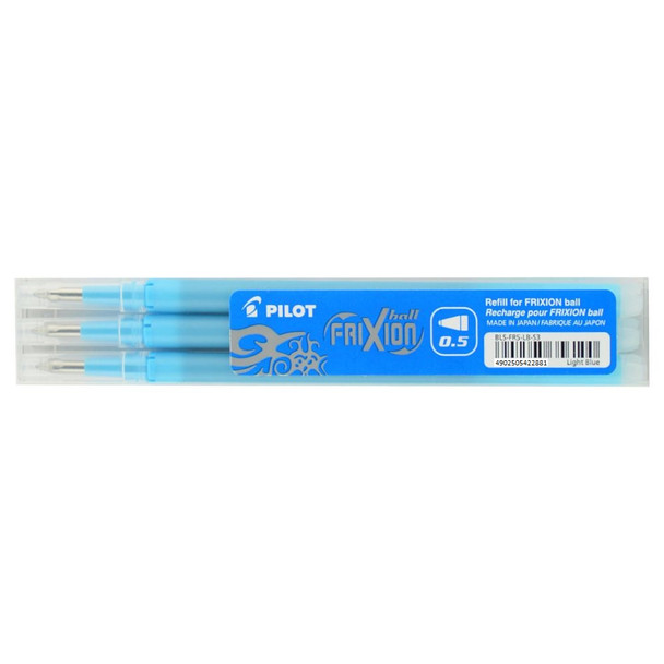 Pilot FriXion Ball Refill 0.5mm Light Blue Pack of 3