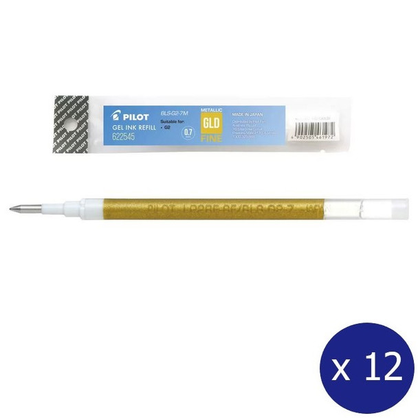 Pilot Refill for G2 Gel Rollerball Fine 0.7mm Gold Box of 12