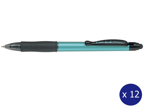 Pilot G2 PenStylus Gel Rollerball Fine 0.7mm Light Blue Barrel Black Ink Box of 12
