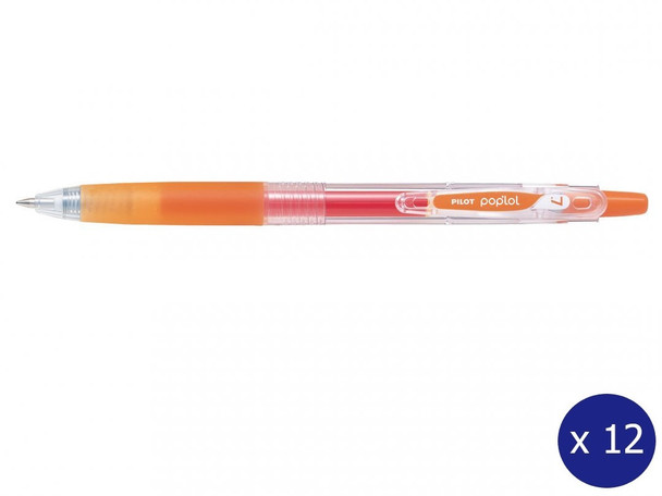 Pilot Poplol Retractable Gel Pen 0.7mm Orange Box of 12