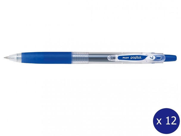 Pilot Poplol Retractable Gel Pen 0.7mm Blue Box of 12