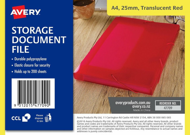 Avery #47709 Translucent Red Polypropylene Document File, 25 mm - personalised name place cards, name badge kit, name badge cards, fabric name stickers | It's A Mega Thing