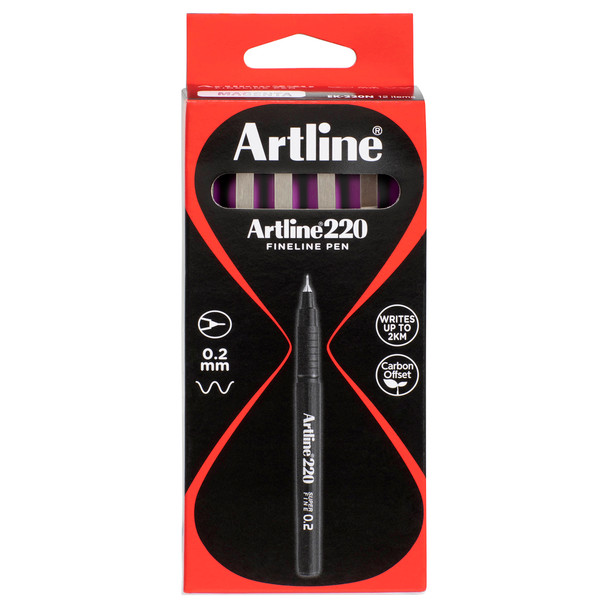 Artline 122016 220 Fineliner Pen 0.2mm Magenta - Box of 12 | Mega Office Supplies