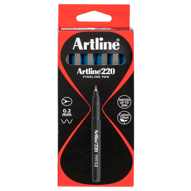 Artline 122013 220 Fineliner Pen 0.2mm Sky Blue - Box of 12 | Mega Office Supplies
