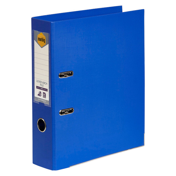 Marbig Lever Arch File PE Linen A4 Marine Pack of 10