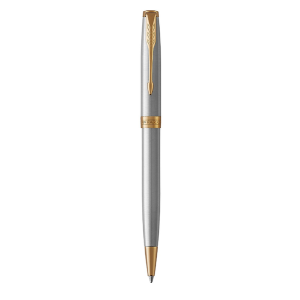 Parker Sonnet Ballpoint Pen Stainless Steel and Gold Trim Medium Tip
