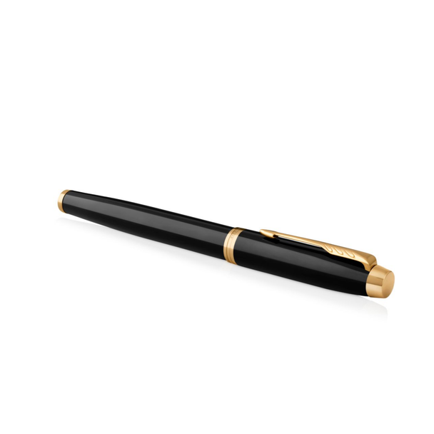 Parker IM Black Lacquer and Gold Trim Medium Nib Fountain Pen