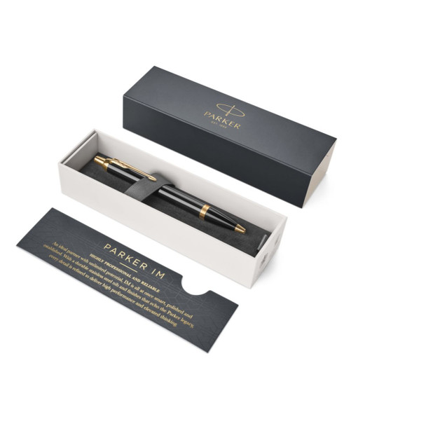 Parker #1931666 IM Black Gold Finish Trim Ballpoint Pen - parker pen, parker ball pen, parker ballpoint pen, parker ballpen, parker rollerball pen, parker fountain pen | It's A Mega Thing