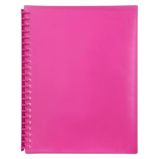 Marbig Refillable Display Book 20 Pocket A4 Translucent Pink