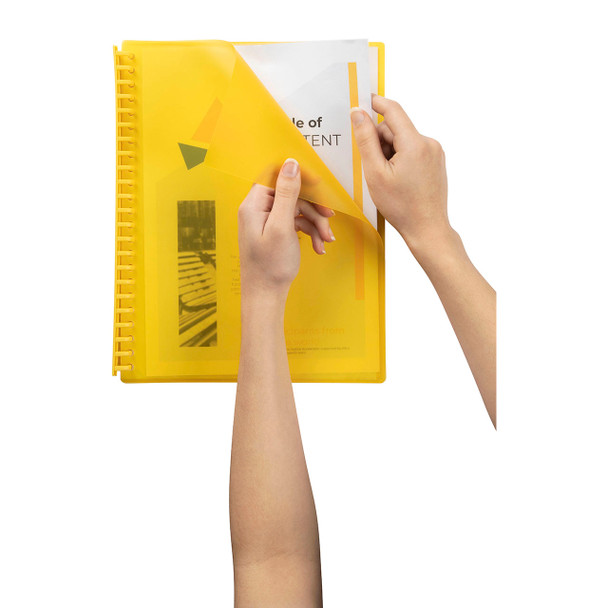 Marbig Display Book 20 Pocket Refillable A4 Translucent Yellow