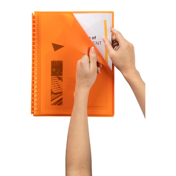 Marbig Display Book 20 Pocket Refillable A4 Translucent Orange