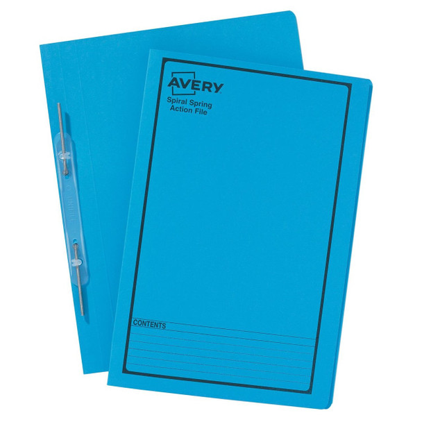Avery #85204 Blue Spiral Spring Action File - Black Print - Foolscap - 25/Pack - avery printable tabs, avery tabs, avery Australia, avery products Australia | It's A Mega Thing