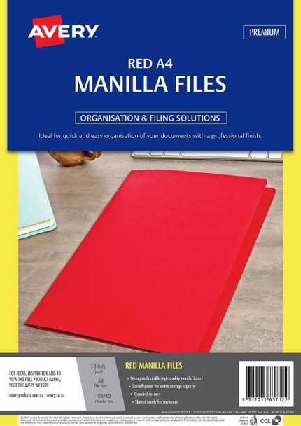 Avery #83712 Manilla File A4 Red Pack 10 - avery printable tabs, avery tabs, avery Australia, avery products Australia | It's A Mega Thing