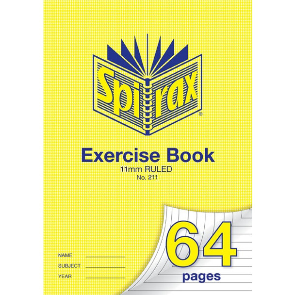 Spirax #56211 211 Exercise Book A4 11mm Ruled 64 Page - Box 20 - Spirax, Spirax Australia, spirax notebook, spirax exercise book, spirax notepad, spirax graph book, spirax sketch book, spirax memo book, spirax pocket notebook, spirax polypropylene | It's A Mega Thing