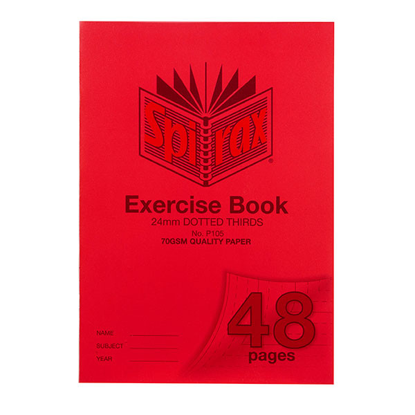 Spirax P105 Exercise Book A4 48 Page 24mm Dotted Thirds Pack of 20