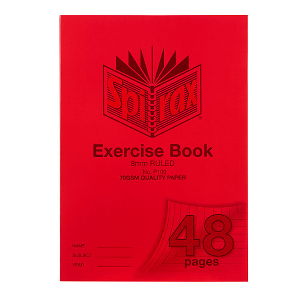 Spirax P100 Exercise Book A4 48 Page 8mm Ruled Pack of 20