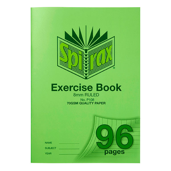 Spirax P108 Exercise Book A4 96 Page 8mm Ruled Pack of 10