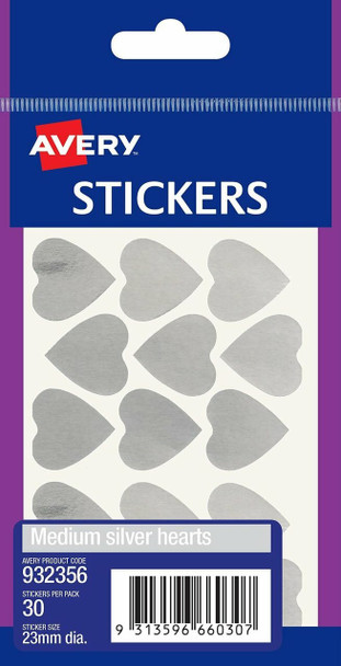 Avery #932356 Silver Multi-Purpose Stickers - Medium Hearts - 30/Pack avery Australia, place card holders, avery stickers, avery labels australia | It's A Mega Thing