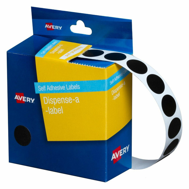 Avery #937242 Black Dispenser Labels - Circle 14 mm - 1050/Pack - Avery, averylabels, avery labels, avery products, Avery dispenser labels, avery Australia, place card holders, avery stickers, avery labels australia, fabric name labels, fabric name badge labels, avery name tags | It's A Mega Thing