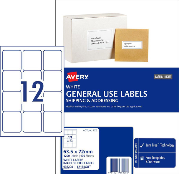 Avery #938208 White General Use Labels (L7164GU) 1200 Labels per Pack |12UP - avery label templates l7163, fabric name labels, fabric name badge labels, avery name tags | It's A Mega Thing