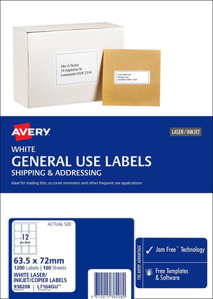Avery #938208 White General Use Labels (L7164GU) 1200 Labels per Pack |12UP - Avery, averylabels, avery labels, avery products, avery Australia, place card holders | It's A Mega Thing