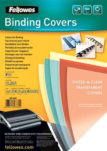 Fellowes Binding Covers PVC Clear A4 240 Micron
