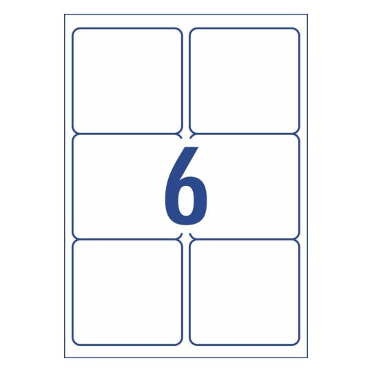 Shipping label layout diagram showing 6 rectangular TrueBlock labels per A4 sheet