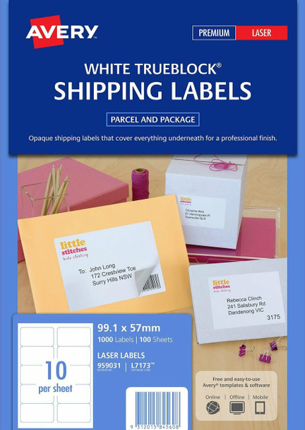 Avery #959031 L7173 Laser Trueblock Shipping Labels 99.1x57mm 100/Pk |10UP - Avery, averylabels, avery labels, avery products, avery Australia, place card holders | It's A Mega Thing
