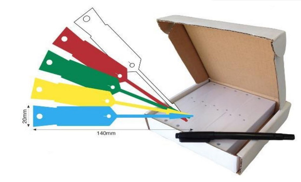 Bala Stock Forms Australia Krv98R Vinyl Disposable Arrow Keytags + Pen 140Mm X 20Mm Red - Box Of 1000 Tags | Its A Mega Thing