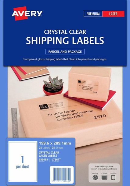 Avery #959065 Crystal Clear Shipping Labels - L7567 - 25/Pack - 199.6 x 289.1 mm |1UP - Avery, averylabels, avery labels, avery products, avery Australia, place card holders, avery stickers | It's A Mega Thing Avery #959065 Crystal Clear Shipping Labels - L7567 - 25/Pack - 199.6 x 289.1 mm |1UP - Avery, averylabels, avery labels, avery products, avery Australia, place card holders, avery stickers | It's A Mega Thing