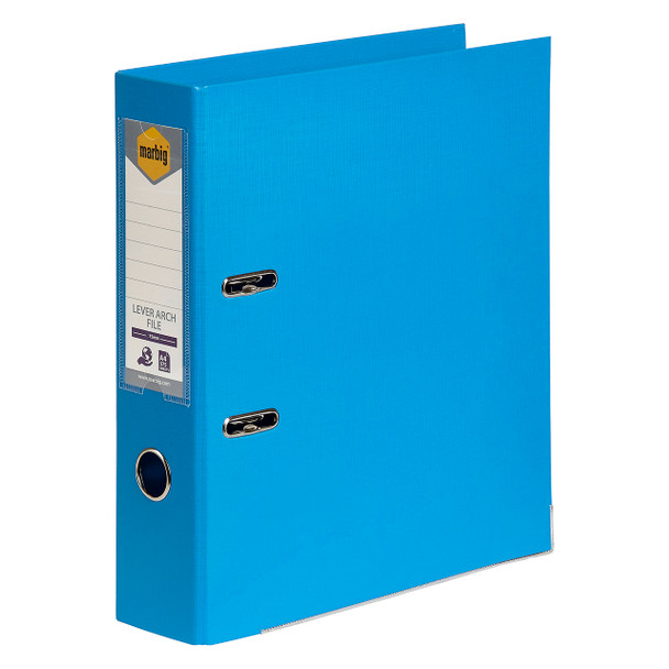 Marbig Lever Arch File PE Linen A4 Sky Blue