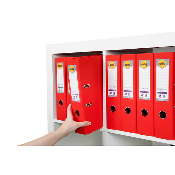 Marbig A4 PE Linen Lever Arch File Bright Red Pack of 10