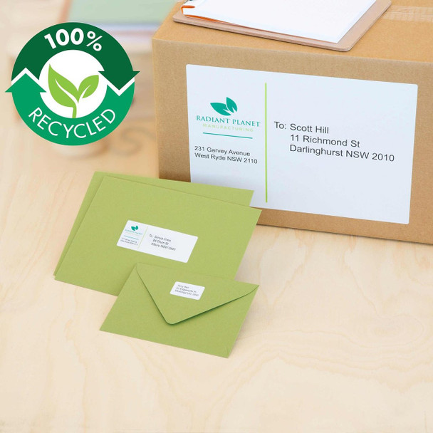 Avery #959122 White 100% Recycled Enviro Labels - L7159EV - 2400/Pack - 64 x 33.8 mm |24UP - Avery, averylabels, avery labels, avery products, avery Australia, place card holders | It's A Mega Thing