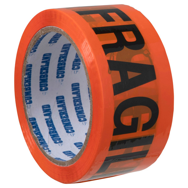 Cumberland Fragile Tape 48mm x 66m Orange & Black 7188 - Pack 6 | Mega Office Supplies