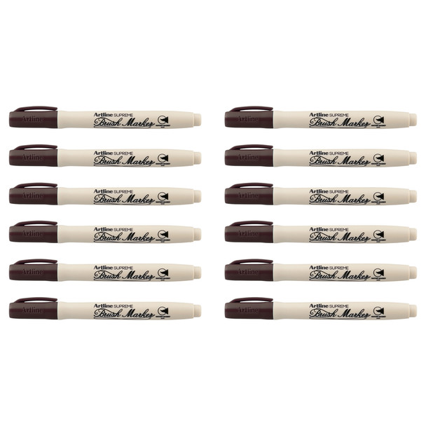Artline Marker Dark Brown 108118 Supreme Brush Box of 12 | Mega Office Supplies