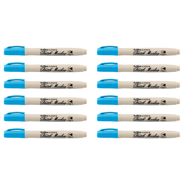 Artline Marker Light Blue 108113 Supreme Brush Box of 12 | Mega Office Supplies