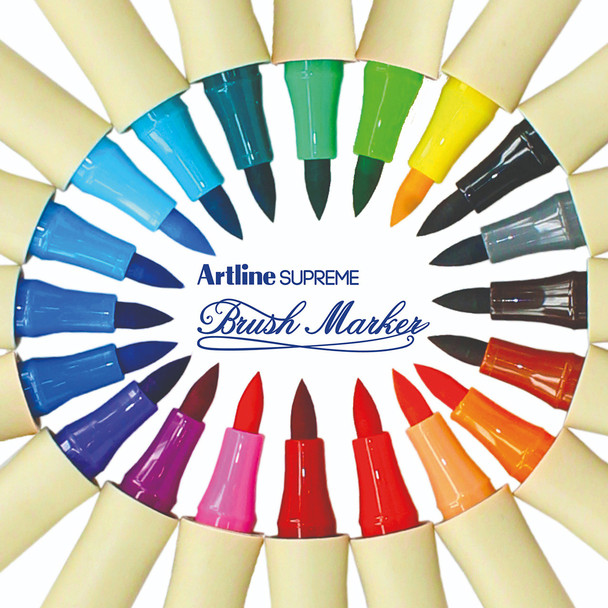 Artline Light Blue 108113 Supreme Brush Marker Box of 12 | Mega Office Supplies