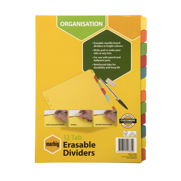 Marbig #37912F Manilla Erasable A4 Dividers 12 Tabs - Box10 - Marbig, Marbig Australia, marbig folders, marbig binder, marbig clip folder, marbig stockists, marbig archive boxes | It's A Mega Thing