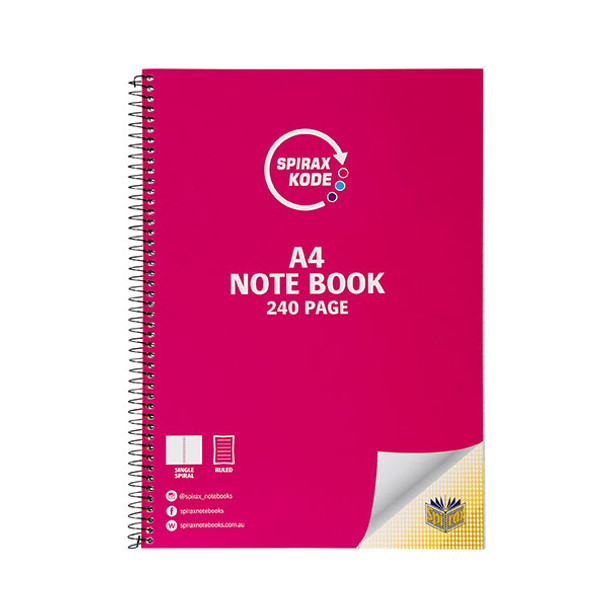 Spirax #56959C Kode 959 A4 Notebook 240 Page - Box 5 - Spirax, Spirax Australia, spirax notebook, spirax exercise book, spirax notepad, spirax graph book, spirax sketch book, spirax memo book, spirax pocket notebook, spirax polypropylene | It's A Mega Thing