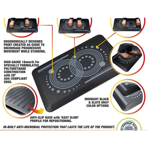 Grey Anti-Fatigue Mat 40 x 60cm Floortex AFS-TEX 2000