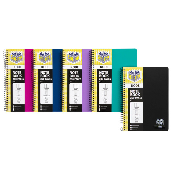 Spirax #569630SRT Kode P963 Polypropylene Note Book A5 200 Pages - Assorted Box 15 | Mega Office Supplies