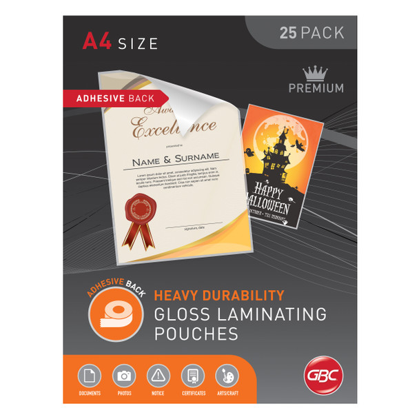 GBC Laminating Pouches A4 125 Micron Pack 25 Adhesive