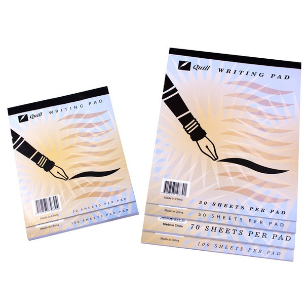 Quill Writing Pad Ruled 250 x 200mm 100 Leaf White Box of 10